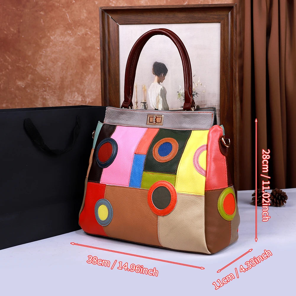 Genuine Leather Crossbody Bag for Women, Handcrafted Cowhide, Retro Handbag, Single Shoulder, Fashionable Design