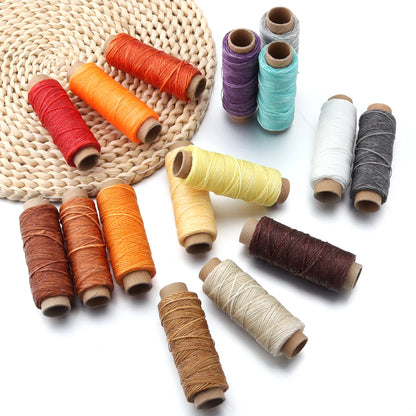 50yards/lot Polyester Flat Waxed Thread 150D 1mm Leather Sewing String Cord For Leathercraft Bookbinding Hand Stitching Thread