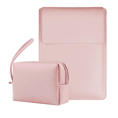 Custom Name Leather 14 Inch Laptop Bag Set Large Capacity Mouse USB Storage Bag Business Computer Stand Waterproof Briefcase