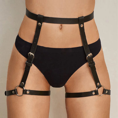 Sexy Women PU Leather Leg Harness Lingerie Fetish Erotic Waist Garters Belts Gothic Punk Clothing Adult Dating Accessories