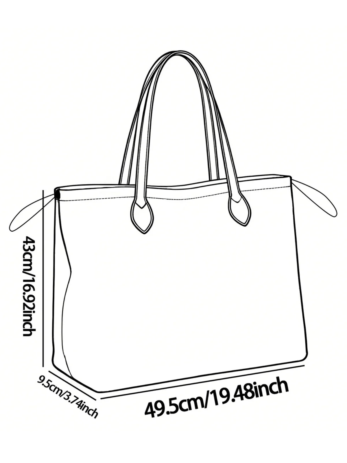 Printed handbag for women, large capacity leather handle shopping bag, casual shoulder bag