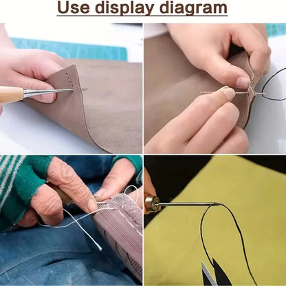 1set Leather Heavy Duty Sewing Kit Large-Eye Needles Upholstery Repair Tools Sewing Kit with Needles Thread for DIY Craft Tools