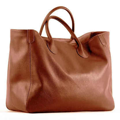 Oversize Tote Bag for Women Genuine Leather Handbags and Purses Cowhide Brown Large Shopper Bag Female Travel Handbag 2021 New