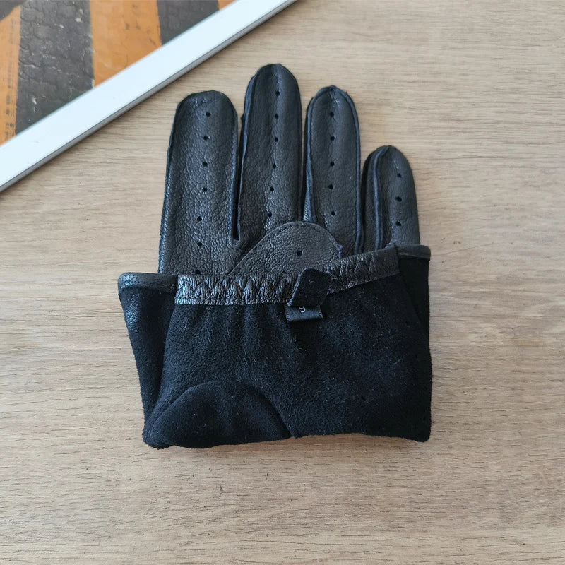 Men's Deer Skin Gloves Thin Lineless Outdoor Sunscreen Cycling Driving Leather Gloves