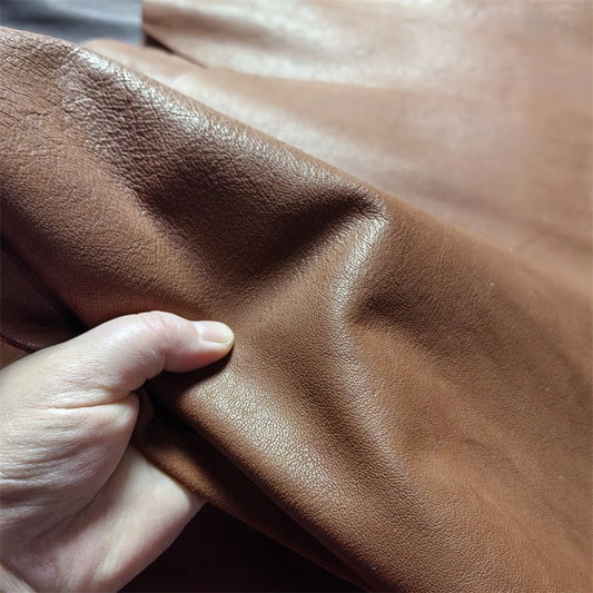 1.1mm Brown Vegetable Tanned Sheepskin. First Layer Leather. Real Leather Fabric. Handmade DIY For Shoes. Bag. Whole Sheepskin