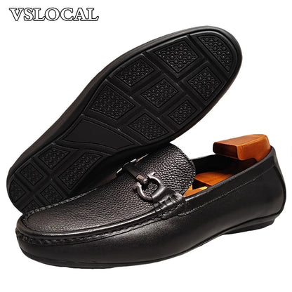 Luxury Men Leather Shoes Black White Horsebit Loafers Slip on Formal Men Dress Shoes Wedding Office Casual Shoes For Men