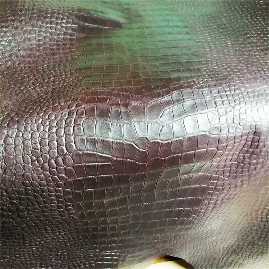 0.8mm Red-brown Crocodile Sheepskin.Top-grain Leather. Genuine Leather Fabric.Handmade DIY for Motorcycle Suits.Whole Sheepskin