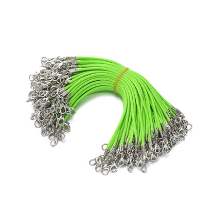 10pcs 2mm PU Leather Wax Thread 13cm Braided Strings With Alloy Lobster Clasp Bracelet Cord for DIY Jewelry Making Supplies