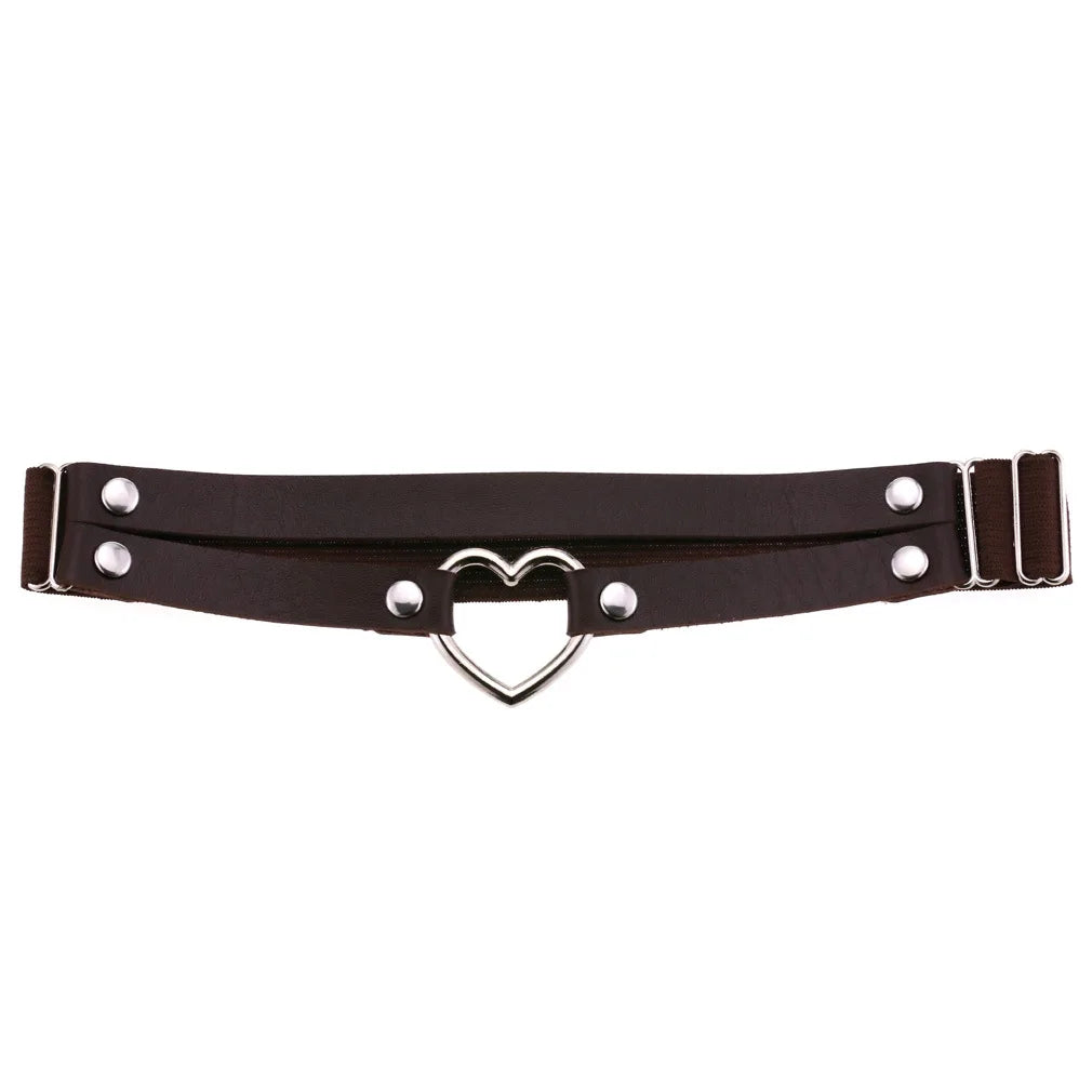 Heart Leg Garter Elastic Belt Rock Leather Leg Harness  For Women Girls Black Thigh Garter Festival Rave Accessories Adjustable