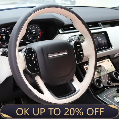 Leather for Land Rover Range Rover Velar Range Rover Evoque Discovery Sport Defender Hand Sewning Car Steering Wheel Cover
