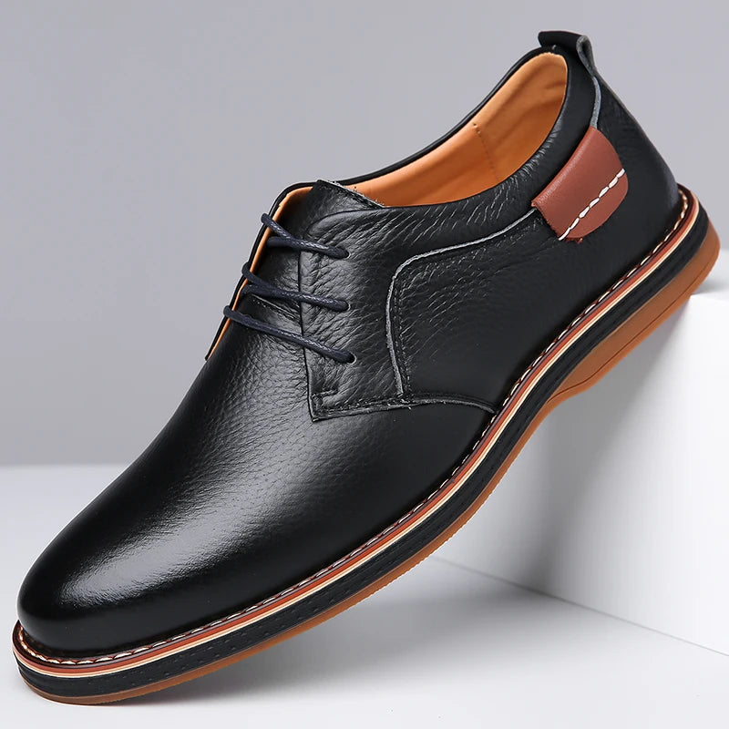 Men's Leather Shoes Anti-Slip Wear-Resistant Commuter Comfortable Casual Shoes for Business-2885