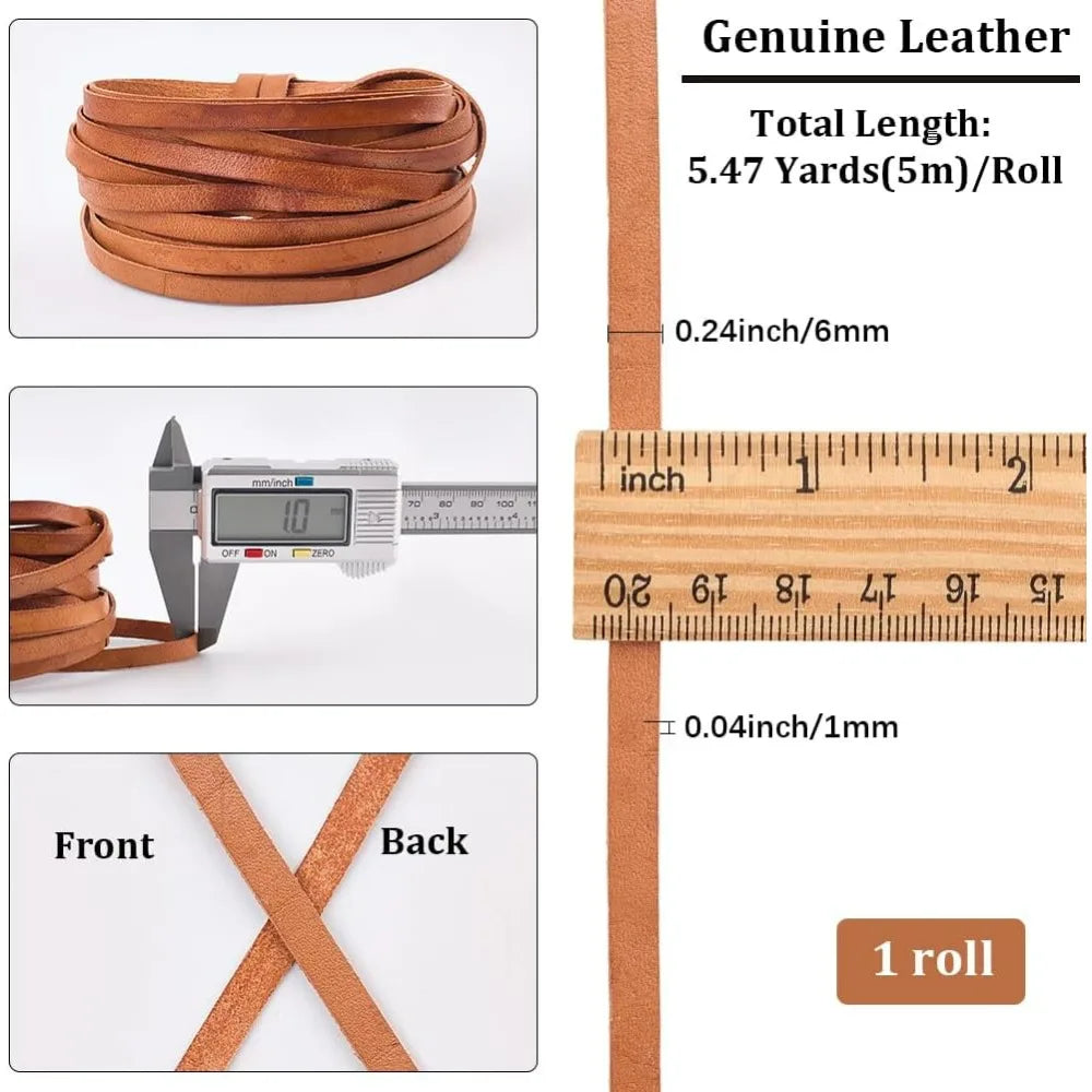5mx6mmx1mm Real Leather Craft Lace Strips Peru String Flat Braiding Thread Rope for Jewelry Making Braiding Bracelets Key Chains