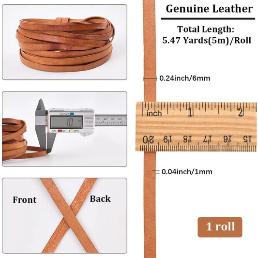 5mx6mmx1mm Real Leather Craft Lace Strips Peru String Flat Braiding Thread Rope for Jewelry Making Braiding Bracelets Key Chains