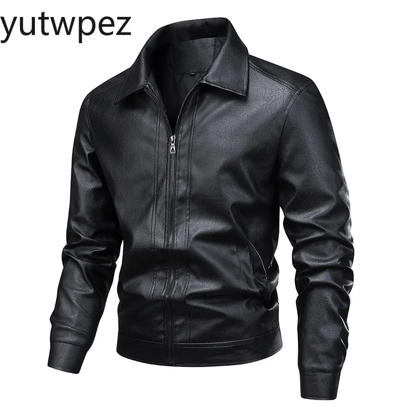 Streetwear Casual Blazer Jackets Male Outerwear Men's Slim Fit Lapel Leather Jacket Suit Short Coat Men Fashion Leather Jacket