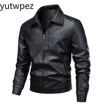 Streetwear Casual Blazer Jackets Male Outerwear Men's Slim Fit Lapel Leather Jacket Suit Short Coat Men Fashion Leather Jacket