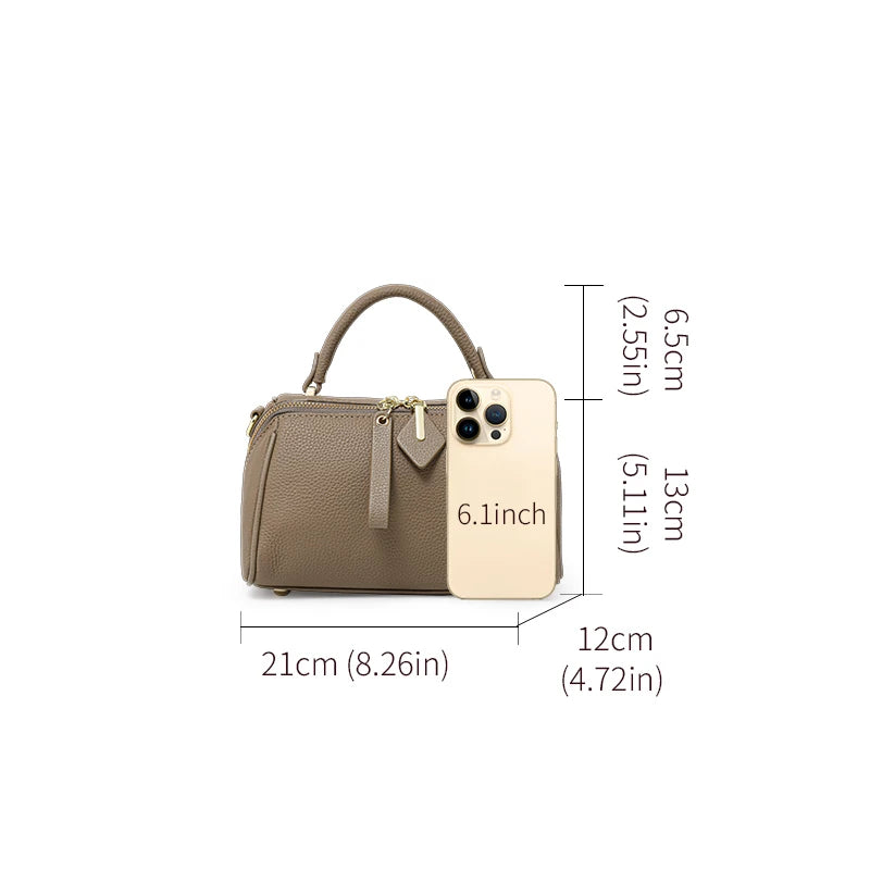 Leather leather handbag Boston simple shoulder cross-body  pillow women 2025 high-end sense large capacity removable  strap