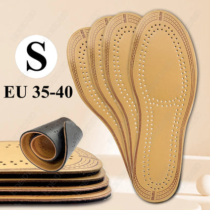 Leather Insoles For Shoes Men Women Breathable Cowhide Shoe Pads Massage Shock Absorption Cushion Sneakers Sole Insert Insole