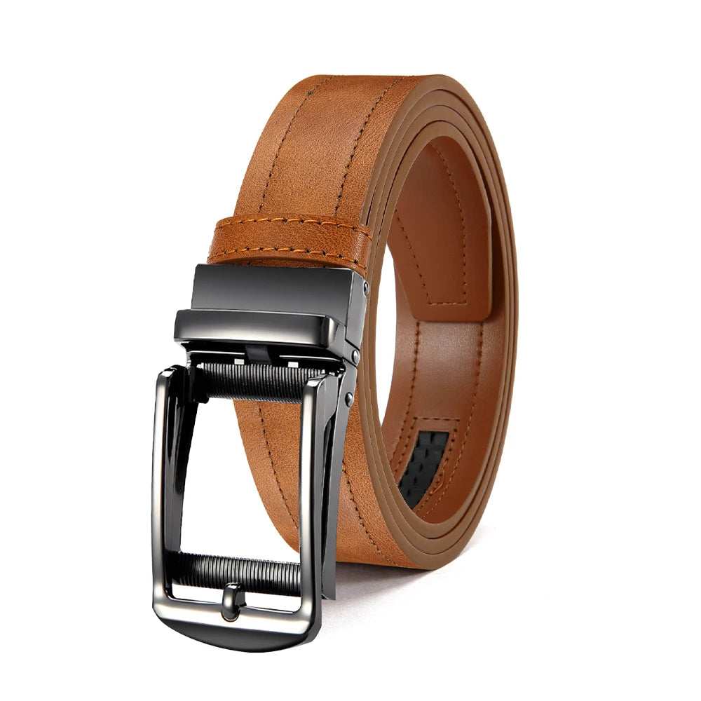 Men's Leather Belts Fashion Automatic Buckle PU Male Belts Luxury Business Designer Black Brown 115 125 135cm