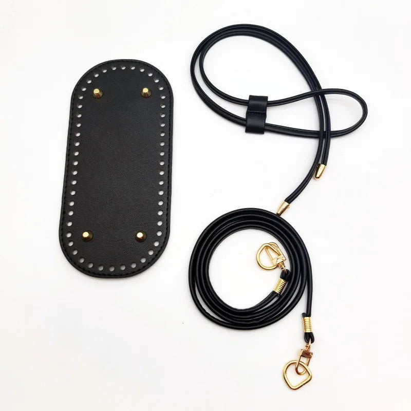 3-Piece DIY Crochet Bag Accessories Set - Adjustable Shoulder Strap, Drawstring Closure, Durable Faux Leather Base, Handmade Bag Accessories, for Handmade Crafts, DIY Wallets and Handbags, Handmade Bag Accessories |   Vibrant