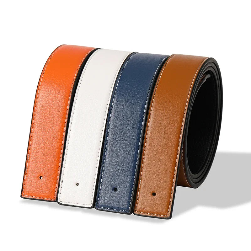 Belts No Buckle Men Women Unisex High Quality Pin Smooth Buckle Male Straps Without Buckle  PU Leather Waistband No Buckle 3.8cm