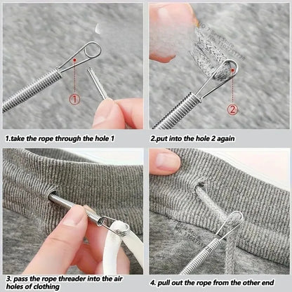 DIY Sewing Bendable Spring Drawstring Threader Clip Elastic Band Lace Cord Flexible Thread for Pants Hoodies Accessories