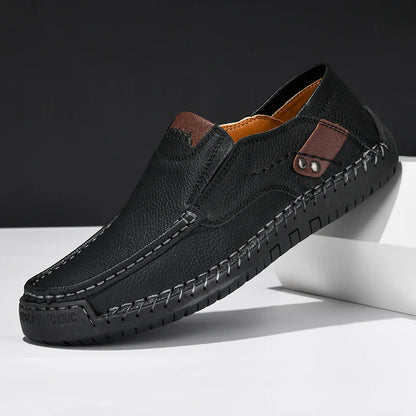 Handmade Leather Men Shoes Casual Comfortable Slip on Loafers Men Leather Shoes Flats Walking Shoes