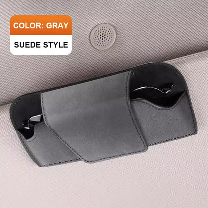 SEAMETAL Car Glasses Case Premium Suede/Leatherette Auto Sun Visor Glasses Holder Sunglasses Protective Case for Car Accessories