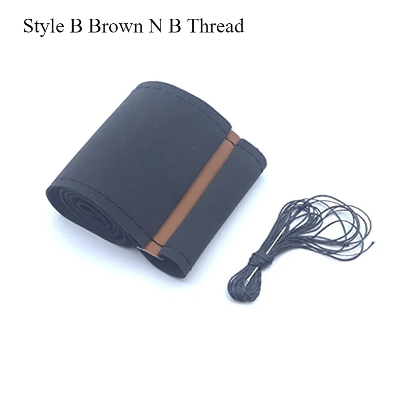DIY Leather Steering Wheel Covers Soft Fiber Universal Braid Car Steering-Wheel With Needles and Thread Interior Accessories
