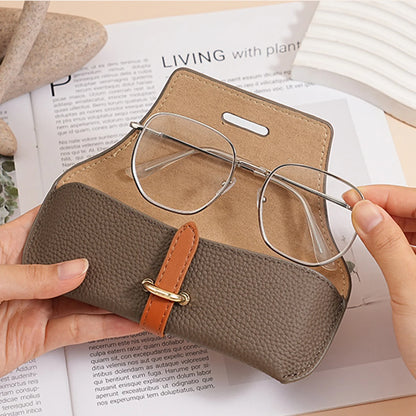Leather Reading Glasses Bags Woman Men Portable Protective Travel Sunglasses Case Fashion Eyewear Protector Outdoor Storage