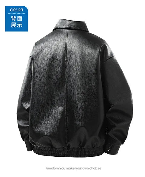 Leather jacket men's  version trendy handsome locomotive jacket men's lapel top