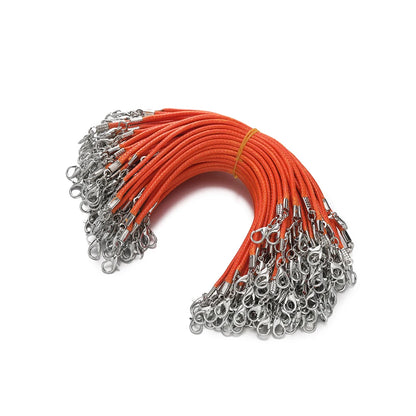 10pcs 2mm PU Leather Wax Thread 13cm Braided Strings With Alloy Lobster Clasp Bracelet Cord for DIY Jewelry Making Supplies