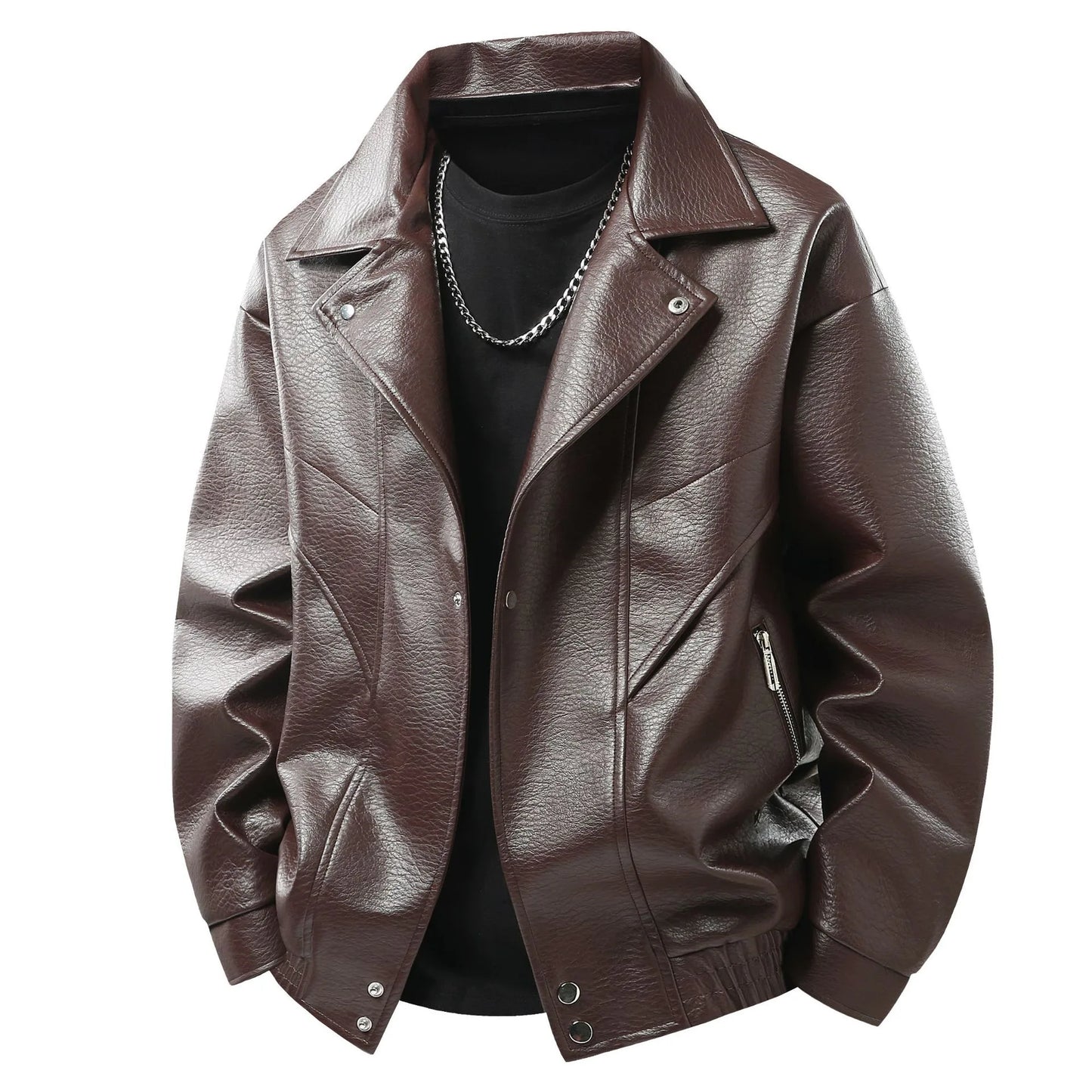 Leather jacket men's  version trendy handsome locomotive jacket men's lapel top