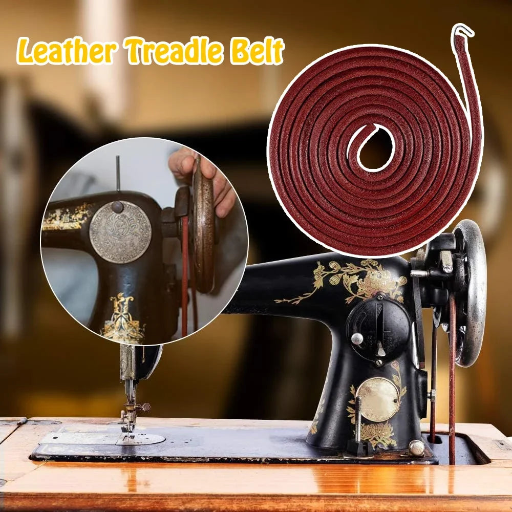 1X Leather Belt Treadle Parts with Hook for Singer Sewing Machine Household Home Old Sewing Machines Sewing Tools Accessories