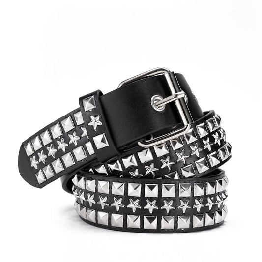 Men's and Women's Belt Elegant Genuine Leather Belt Punk Style Jeans Dress Waist Accessory