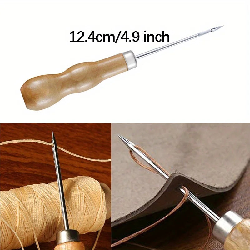 Leather Sewing Tools Kit With Waxed Thread And Needles Awl Professional DIY Leather Handmade Craft Accessories Tools Set