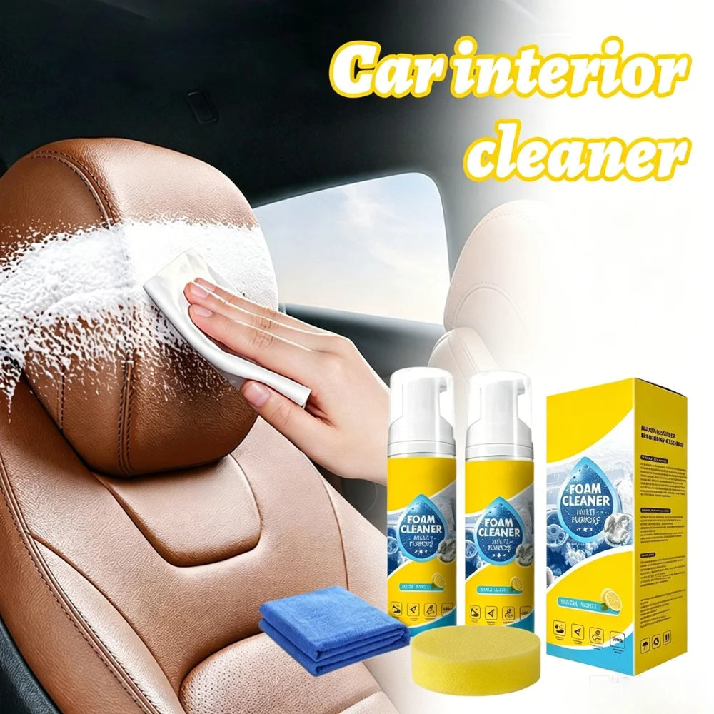 Leather Upholstery Care Foam Cleaner Water Free Quick Clean Liquid With Matching Sponge Cloth Vehicle Interior Maintenance Gear