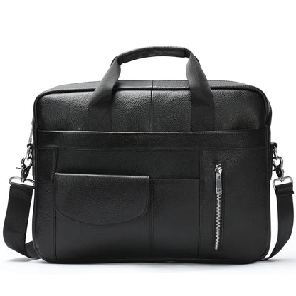Best-selling business men's genuine leather briefcase with large capacity - 14-inch laptop carrying case - top-grade cowhide bag
