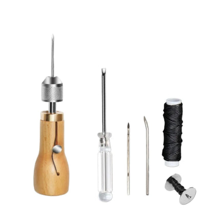 DIY Leather Sewing Awl Kit Waxed Thread Hand Sewing Tools Leather Craft Edge Stitching Belt Strips Shoemaker Canvas Repair Tools