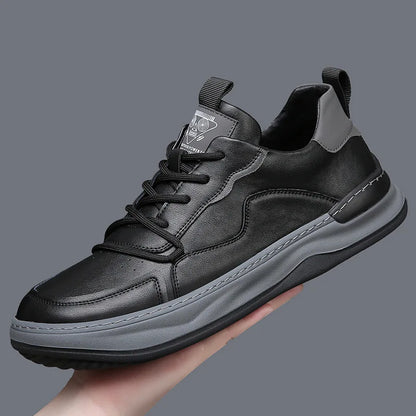 Genuine Leather Men's Shoes Thick Soles Breathable Hollow Out Casual Shoes Outdoor Men's Sports Shoes Loafers Shoes