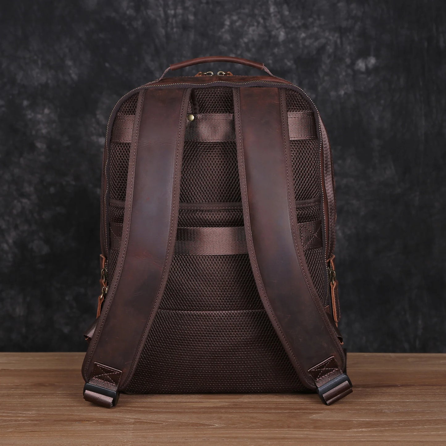 Leather Backpack Men's Backpack Top Layer Cowhide Computer Bag Large Capacity Hiking Bag Retro Travel Bag Fashion Schoolbag