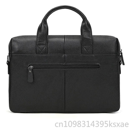 Men's Genuine Leather Briefcase 15.6 inch Laptop Bag Shoulder Messenger Bag Business Travel Professional Work Bag
