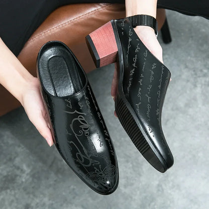 Men's Shoes High Quality Leather Casual Slippers Men Baotou Slippers Classic Slip-On Loafers Casual Leather Shoes Zapatos Hombre