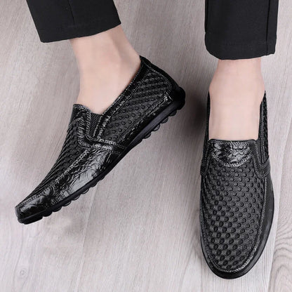 Leather Men Shoes Casual 2025  Men Loafers Moccasins Summer Breathable Slip on Boat Shoes Brand Driving Shoes Plus Size 38-47