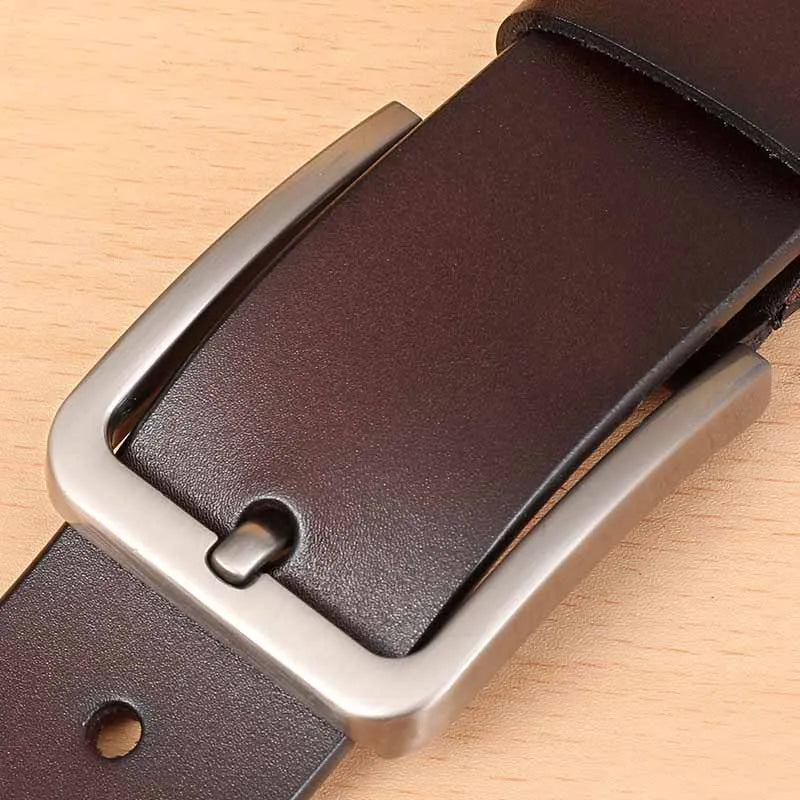 3.7cm Wide Men's Synthetic Leather Belt with Metal Pin Buckle, Casual Jeans Belt for Men, Unisex Synthetic Leather Pants Belt