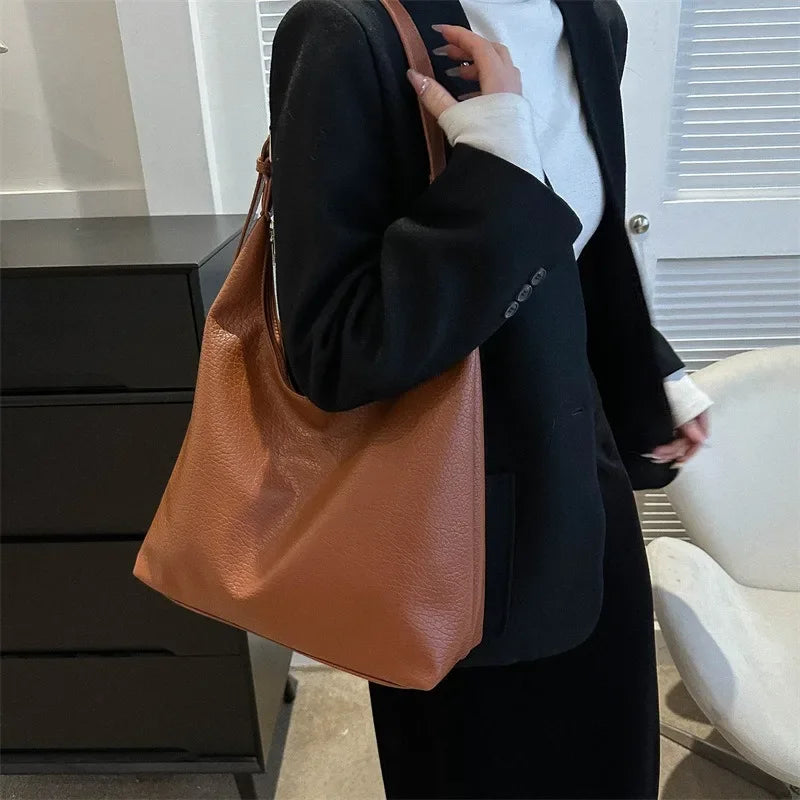 Fashion Leather Tote Bag for Women 2025 Trend Female Simple Large High Capacity Shoulder Bag Women Handbags Messenger Bags