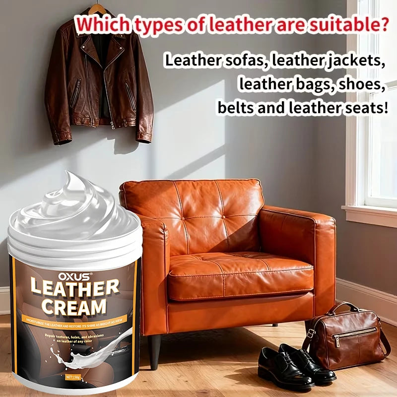 Leather Care Cream -150g Refurbishment Gloss for Sofas, Jackets, Shoes, and Accessories to Enhance Gloss, Prevent Agin