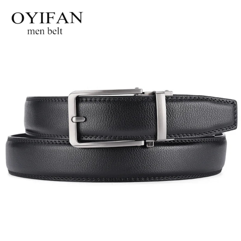 New Width 3.5cm Business Men's Belt Formal Real Leather Male Belt High Quality Metal Automatic Buckle Belt for Men Jeans Belt