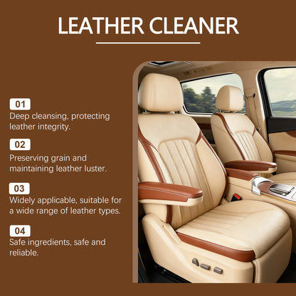 Leather Cleaner - A Universal Cleaner for Stain Removal, Refurbishing and Maintenance, Suitable for Sofas and Car Seats