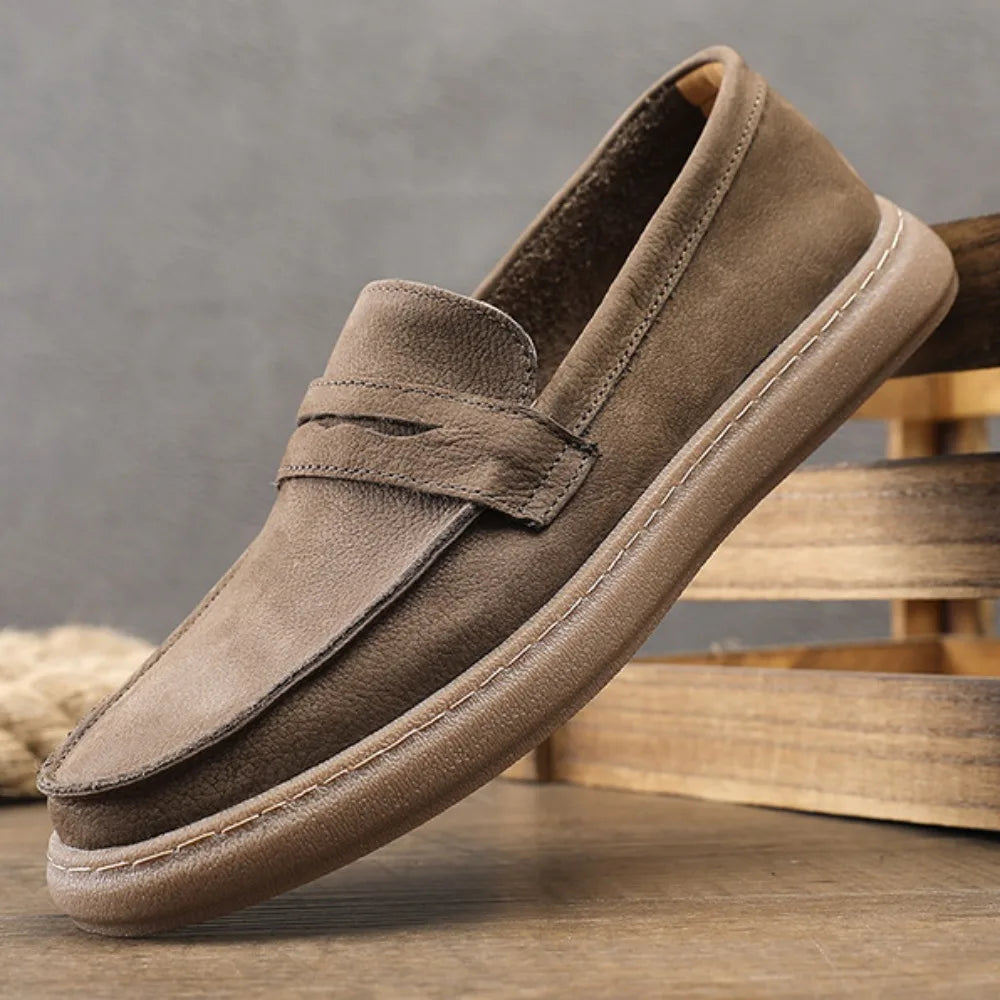 Men's Casual Leather Shoes Men Leather Original Platform Soled Cow Suede Leather Loafers Men Casual Shoes