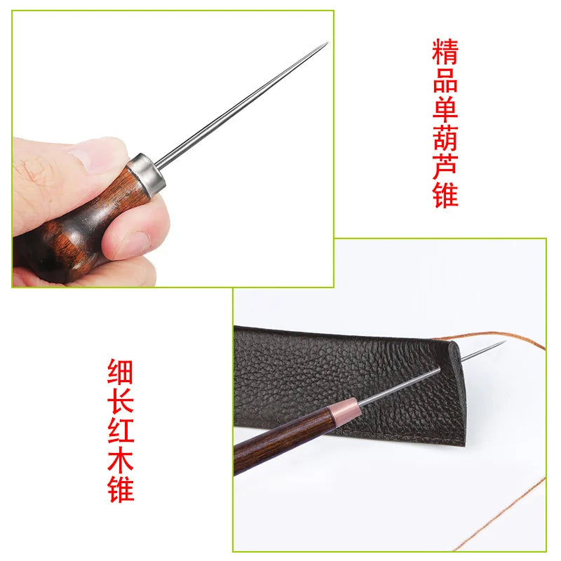 Professional Leather Wood Handle Awl Tools For Leather Craft Stitching Sewing Hand Tools Accessories